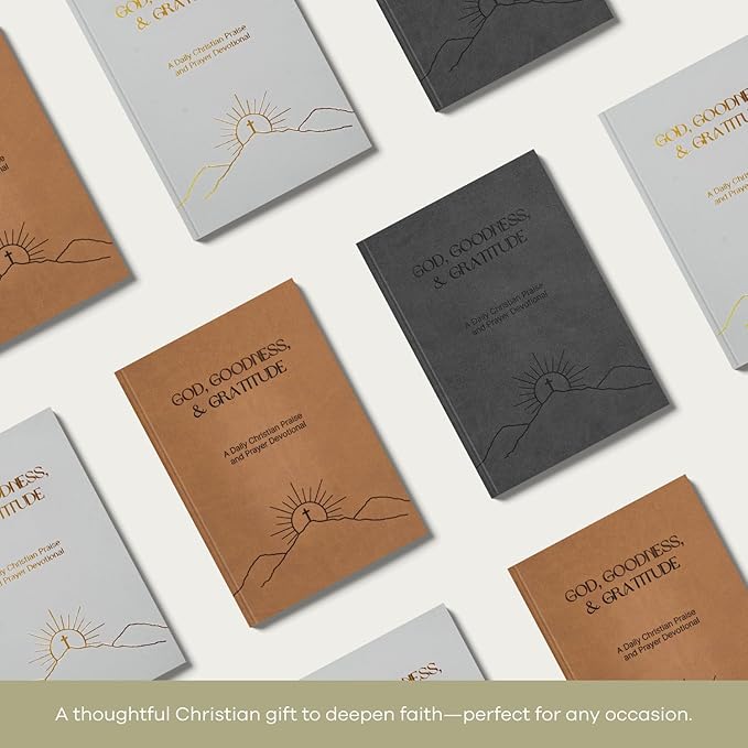 Christian Prayer Journal - God, Goodness & Gratitude - Faith-Based Gratitude and Devotional Journal for Daily Prayers, Bible Study, and Spiritual Growth - White Leather Hardcover