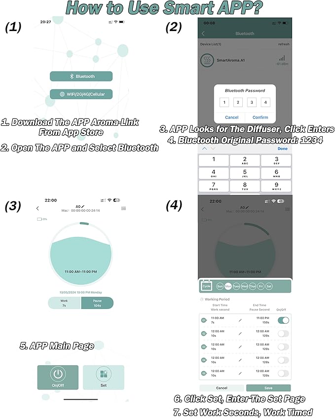 Smart Bluetooth Scent Air Machine for Home, Cold Air Technology Waterless Essential Oil Diffuser 500ML, Scent Cover Up to 1,450 Sq. Ft - Aromatherapy Fragrance for Large Room, Office, Hotel