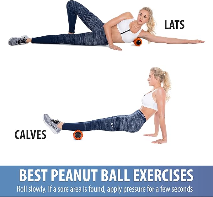 Zyllion Vibrating Peanut Massage Ball with 4 Modes - Cordless Rechargeable Electric Deep Tissue Massager Roller for Muscle Pain Relief, Orange, ZMA-30