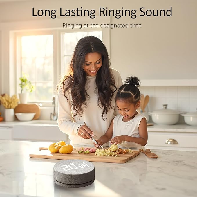 AVINIA Fabric Digital Kitchen Timer, Rechargeable with Large LED Display 0-99Mins, Magnetic Countdown Timers for Home Classroom Office Fitness Grey