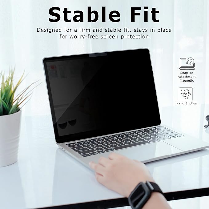 Adeway Privacy Screen for MacBook Pro 14 Inch (2021–2024,M1-M4,Pro,Max), Anti-Spy Screen, Filter Blue Light, Easy Snap-On, Matte Anti-Glare, Blocks Blue & UV Light, Slim & Travel-Friendly Design