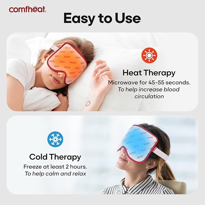 Sinus Mask Moist Heat Weighted Eye Mask for Sleep, Sinus Pressure Relief, Headaches Sinus Infection, Warm Face Compress, Washable