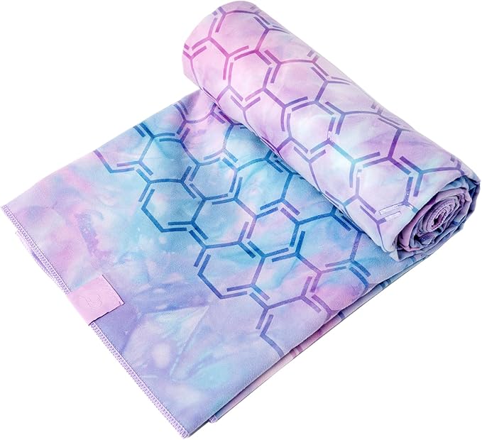 Eunzel Yoga Towel for Hot Yoga,Non-Slip Double Sided Silicone Grip Towel Absorbent Microfiber Towel for Hot Yoga, Vinyasa and Power 26.5"x72", Purple & Blue