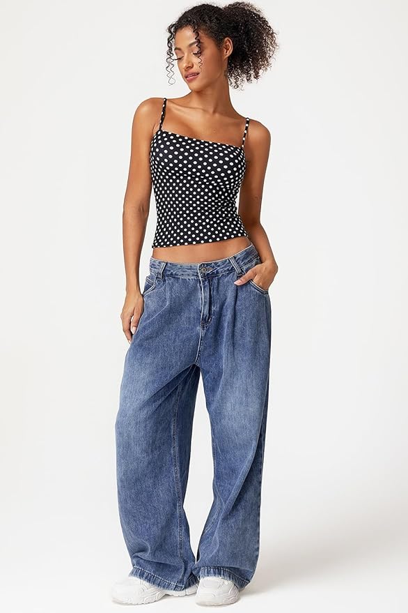 QINSEN Women's Double Lined Basic Tank Top Adjustable Spaghetti Straps Sleeveless Camisole Shirts