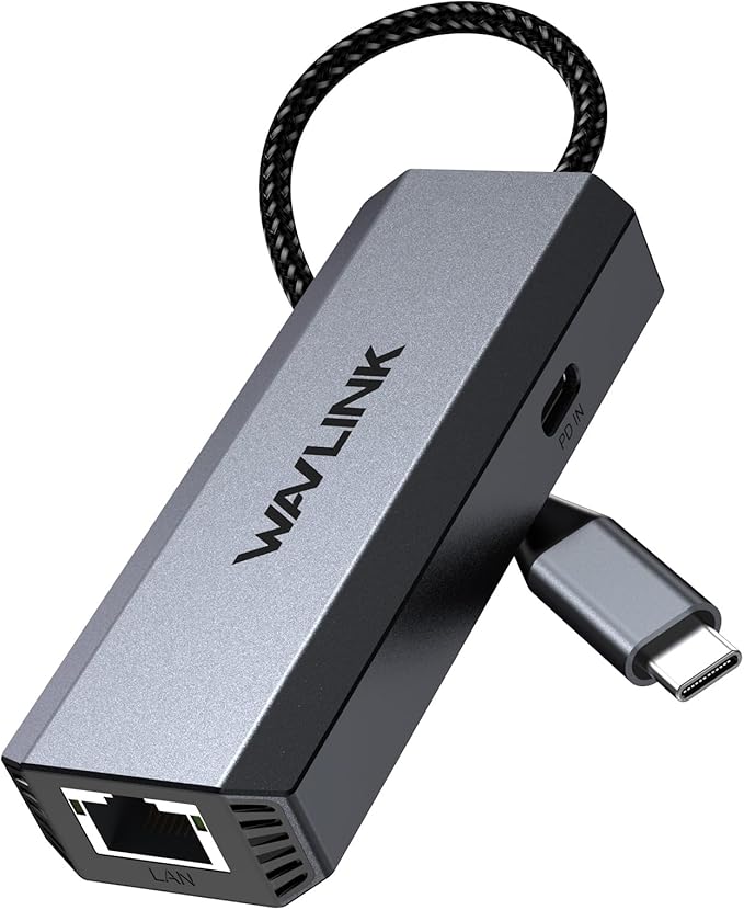 WAVLINK USB-C to Ethernet Adapter with 95W PD - 5Gbps High-Speed, Driver-Free Type-C to RJ45 Ethernet LAN Network Adapter Thunderbolt 5/4/3 Compatible for MacBook Pro/Air, iPad Pro, Dell XPS