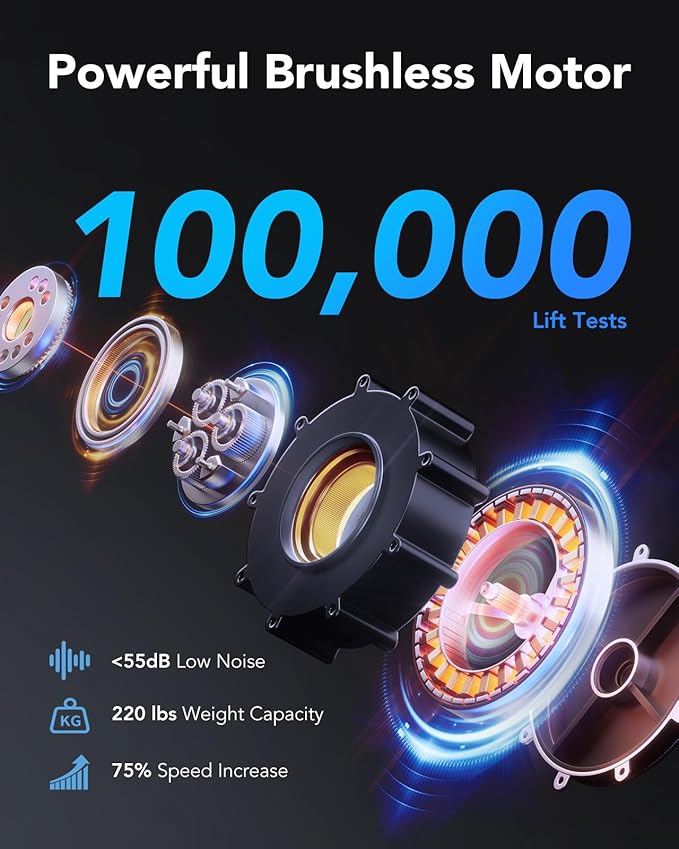 HUANUO 71x30 Inch 3-Stage Legs Electric Standing Desk, Large Height Adjustable Office Desk with Brushless Motor, Stand Up Desk with 4 Memory Presets & 2 Hooks, Computer Desk for Home Office, Black