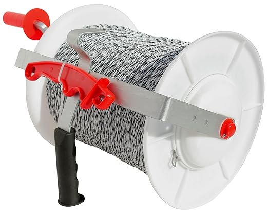 1 Pack 3:1 Geared Electric Fencing Maxi Reel with 3281ft Premium Polywire 6 Conductors Plus 1 Free 8 inch Insulgrip