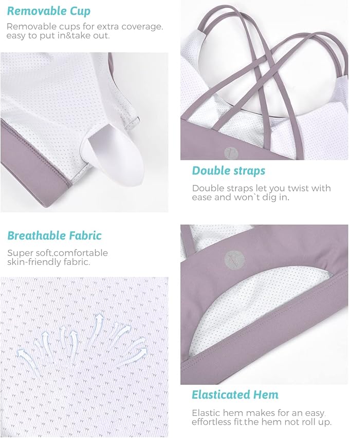 RUNNING GIRL Sports Bras for Women,Padded Sports Bra Tank Top Sexy Crisscross Back High Impact Longline Workout Yoga Bra