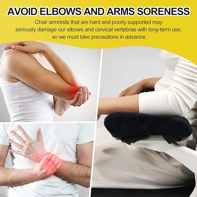 Ergonomic Office Chair Arm Pads, Memory Foam Armrest Pads for Office Chair Gaming Chair Arm Rest Covers for Desk Chair, Armrest Cushions for Elbow Pressure Relief (Set of 2)