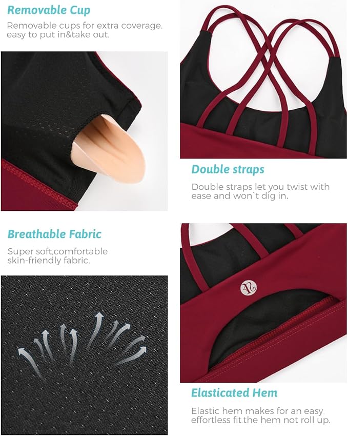 RUNNING GIRL Sports Bras for Women,Padded Sports Bra Tank Top Sexy Crisscross Back High Impact Longline Workout Yoga Bra