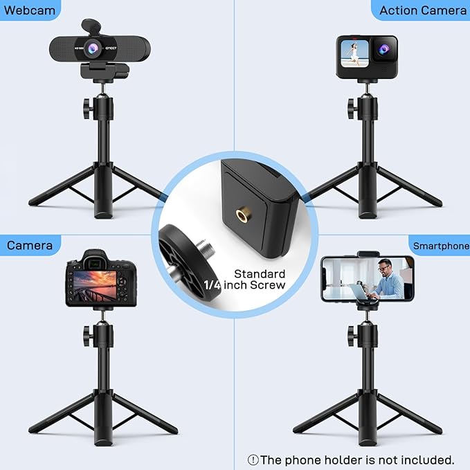 EMEET C960 Webcam with Tripod, 1080P Webcam with Microphone, Adjustable Height Mini Tripod, C960 Web Camera with Privacy Cover, Plug & Play with Stand for Zoom/Skype/YouTube/FaceTime