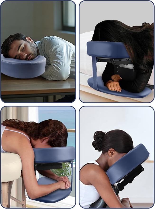 TOROKOM Adjustable Headrest Face Pillow Cradle & Support Bracket, Face Pillow, Salon Home Mattress Massage Kit (Blue)