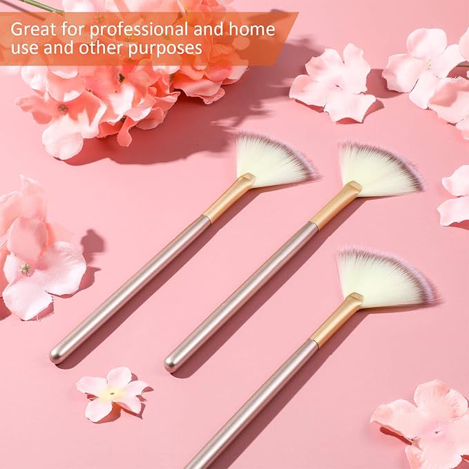 9 Pieces Facial Fan Mask Brushes, Soft Facial Applicator Brushes Tools for Peel Glycolic Makeup for Mud Cream(Champagne)