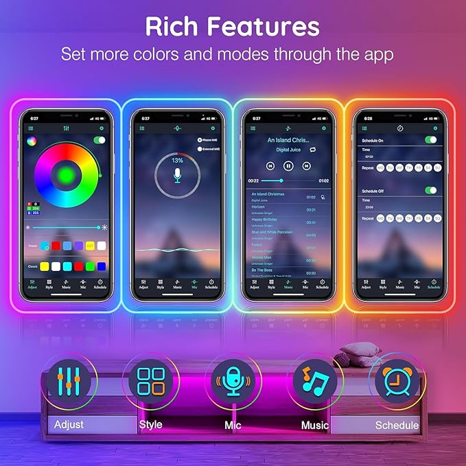 100Ft Neon Rope Lights,Flexible Led Rope Lights Control with App/Remote,Multiple Modes Rope Lights,IP65 Outdoor RGB Led Neon Lights Waterproof,Music Sync Gaming Led Neons Light Strip for Bedroom Decor