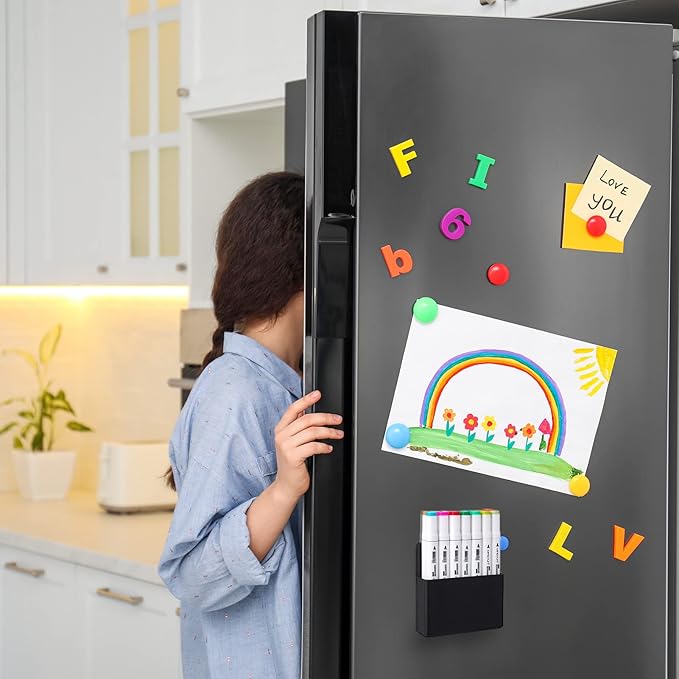 Mabrasse 2p Magnetic Dry Erase Marker Holder,Pen and Eraser Holder for Whiteboard, Magnet Pencil Cup Utility Storage Organizer for Office, Refrigerator, Locker and Metal Cabinets (Black)