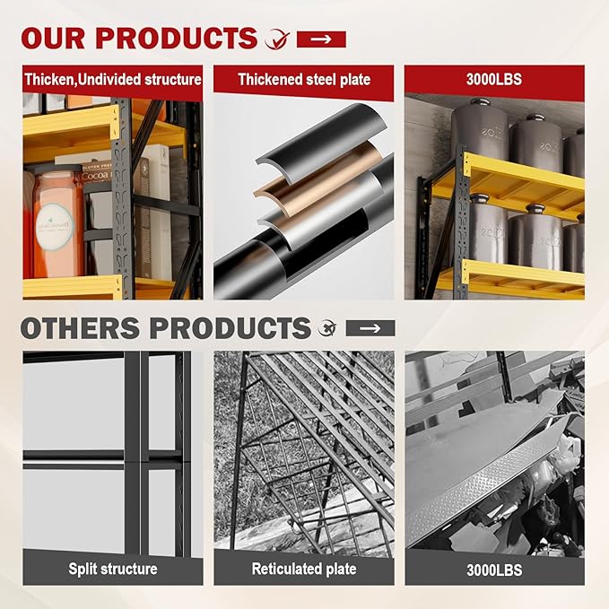 5000LBS Garage Shelving Heavy Duty, 59” W Storage Shelves, 4-Tier Adjustable Metal Storage Shelves, Steel Industrial Shelving Unit, Metal Shelving for Garage, Basement, Warehouse (59x24x79in)