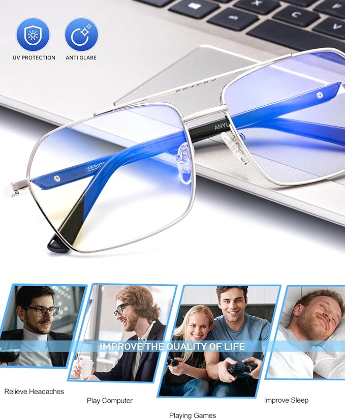 ANYLUV Blue Light Glasses Men/Women, Blue Light Blocking Glasses, Computer Screen Blocker Eyes Protection Glasses