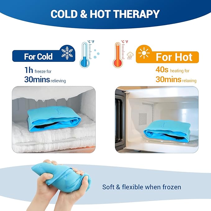 Comfytemp Full Hand Wrist Ice Pack Wrap for Carpal Tunnel Relief, 33" Wrist Brace Reusable Compression Hand Support for Injuries, Tendonitis, Arthritis, Swelling, Cold Hot Therapy