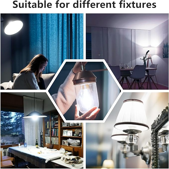 DAYBETTER Vintage LED Edison Bulbs, E26 Led Bulb 60W Equivalent, Dimmable Led Light Bulbs, High Brightness 6W 800 LM Daylight White 5000K, ST58 Antique LED Filament Bulbs, Clear Glass, 6 Pack