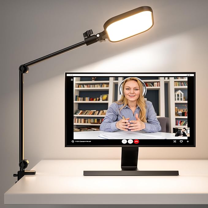 UBeesize Streaming Light (1 Pack), 8" Ring Light for Desk with Clamp and Adjustable Arm, Zoom Lighting for Computer, Video Conference Lighting for Home Office, Video Calls, Streaming, Podcasting