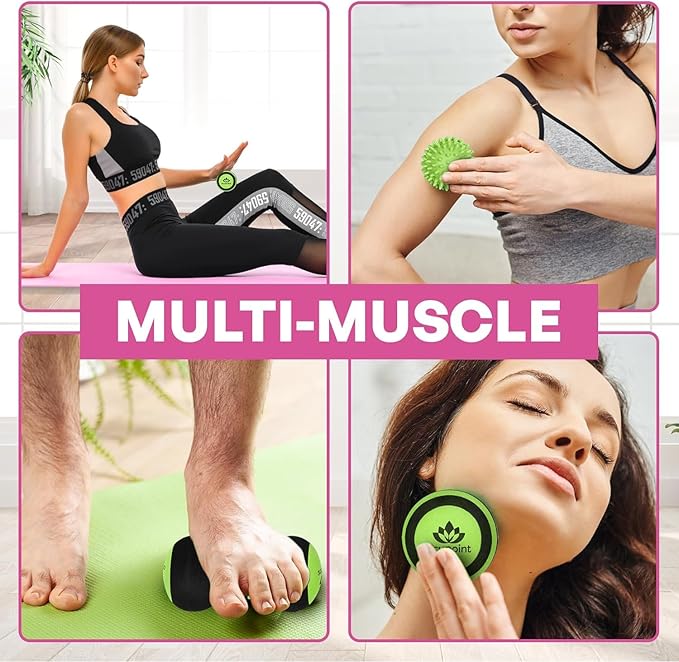 Massage Ball Therapy Set for Muscle Knots and Post-Workout - Physical Therapy Balls, Trigger Point & Yoga Therapy, Massage Ball for Feet - 6-Piece Set (Green)'