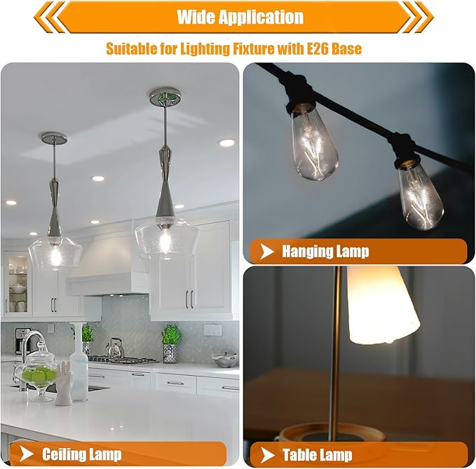 4000K Cool White LED Edison Bulbs 25W Equivalent, Low Wattage 2W ST19 LED Light Bulbs, Replacement Bulbs for Ceiling Light Fixtures, E26 Base, 250LM, Non-dimmable, Pack of 12