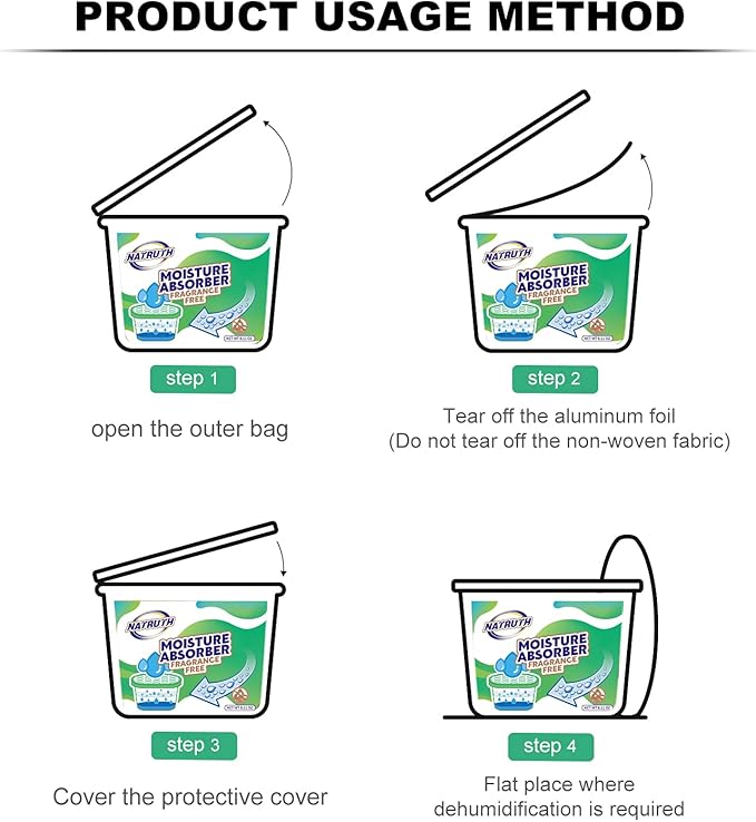 NATRUTH Moisture Absorber boxes, Unscented 500ml(6 PACKS)*10.5OZ Closet Dehumidifier, Eradicate Odor Moisture Absorbers Bucket,Dehumidifier for Closet,Bathrooms, Kitchen & Study, Boats,RVs (Green)