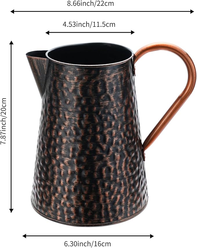 Copper Colored Metal Decorative Watering Can Metal Flower Milk Jug Vase Pitcher Holder for Indoor Outdoor Plants
