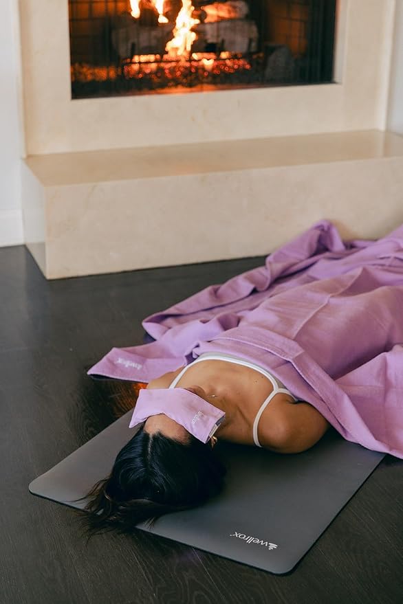 Wellrox Weighted Eye Pillow - Flaxseeds & Lavender Eye Pillow Weighted for Restorative Yoga, Meditation & Stress Relief | Microwave Heating Pad & Cool Compress for Sinus Relief (Grey, Unscented)