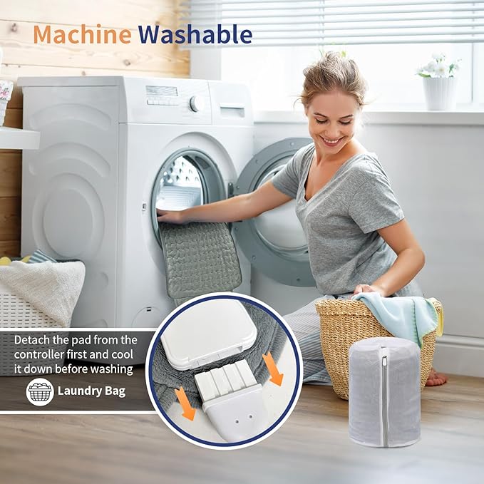 Heating Pad for Back & Period Cramps, 12"x24" Large Electric Heating Pad with 26" Waist Belt, 6 Heat Levels 4 Timers & Auto Shut Off, Gift for Women Men Mom Dad(Gray)