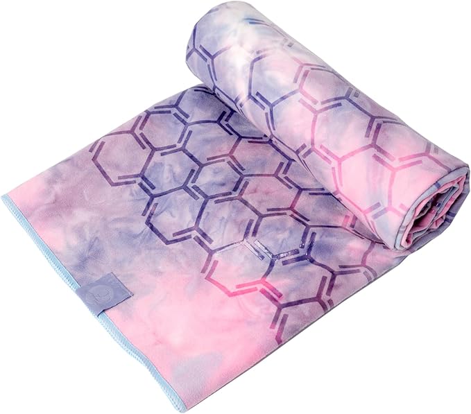 Eunzel Yoga Towel for Hot Yoga,Non-Slip Double Sided Silicone Grip Towel Absorbent Microfiber Towel for Hot Yoga, Vinyasa and Power 26.5"x72", Navy & Pink
