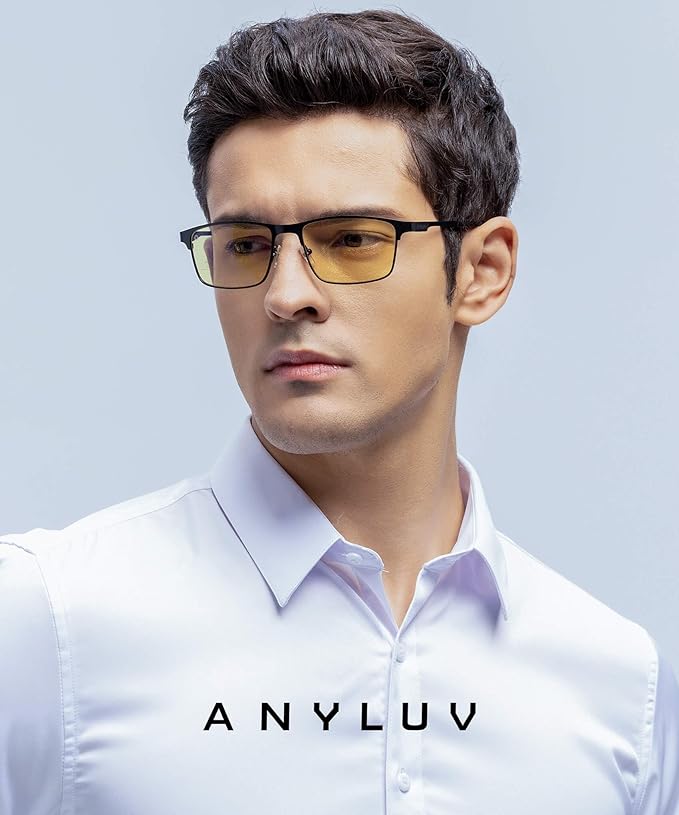 ANYLUV Blue Light Glasses for Men/Women, Lightweight Blue Light Blocking Glasses, Anti-Eye Strain Computer Glasses for Gaming