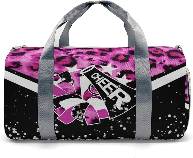 Cheer Cheerleader Personalized Duffel Bag Customized Yoga Sport Bags with Name Travel Duffel Bag Shoulder Bag Rose Powder Weekender Bags with Shoe Compartments