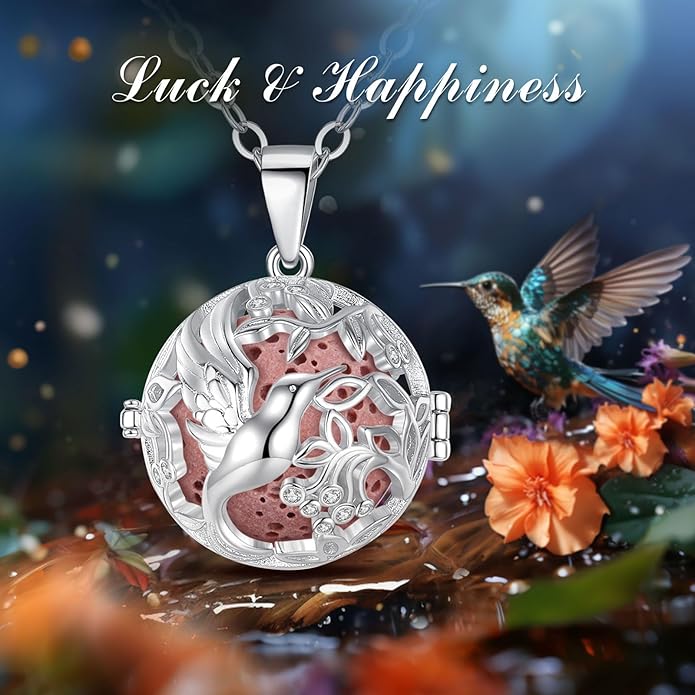 INFUSEU Aromatherapy Gifts Essential Oils Diffuser Jewelry for Women, Cute Animals Pendant Necklaces, 7 Lava Rocks Stones, 24" Chain