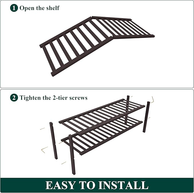 Smiry Bamboo Shoe Rack for Closet, 2 Tier Long Wooden Stackable Shoe Organizer, Free Standing Shoes Storage Shelf for Entryway, Front Door Entrance, Brown