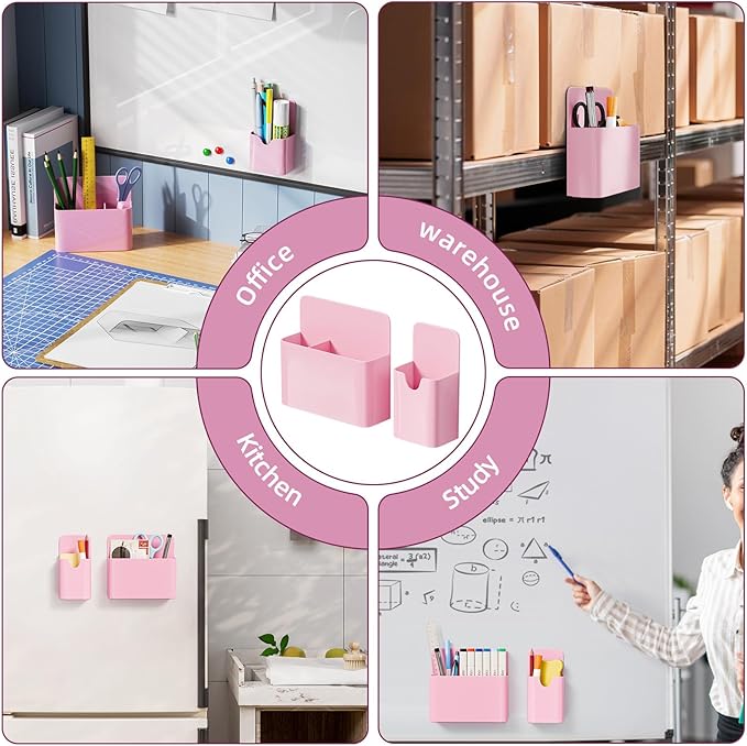 Magnetic Dry Erase Marker Holder,Pen and Eraser Holder for Whiteboard,Magnet Pencil Cup Utility Storage Organizer for Office, Refrigerator, Locker and Metal Cabinets (Pink)