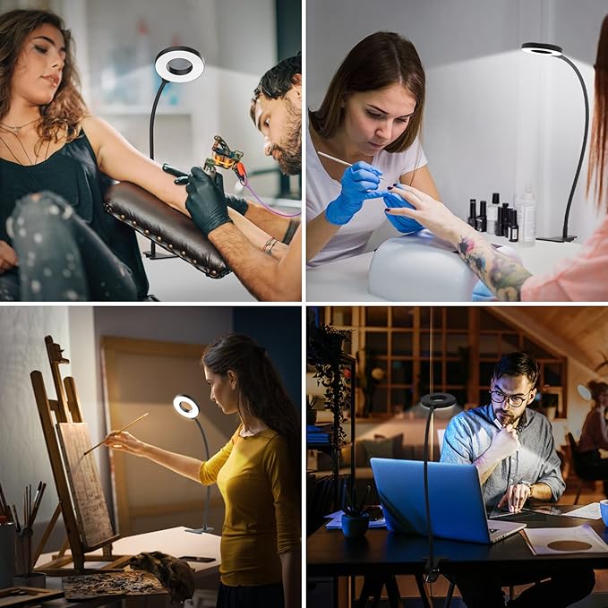 iZELL Desk Lamp, LED Reading Light with Clamp, 3 Color Modes & 10 Brightness Flexible Gooseneck Book Light for Kids Reading Book in Bed at Night Clip on Table, Computer, Zoom Meetings - 27.6‘’ Black