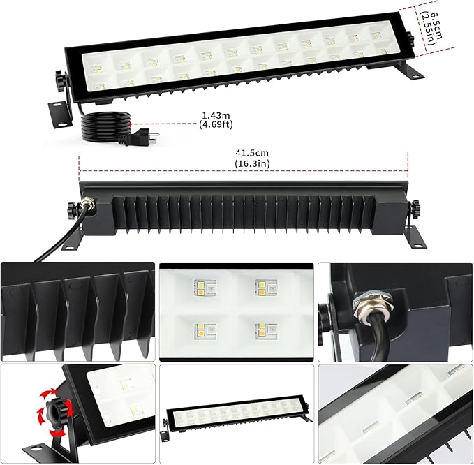 LED Stage Wash Light Bar - 2Pack 48W RGB DJ Light Bar IP66 Waterproof by Smart APP & Remote Control Wall Washer Uplight for Garden Stage Lighting Events Home Decoration Wall Display