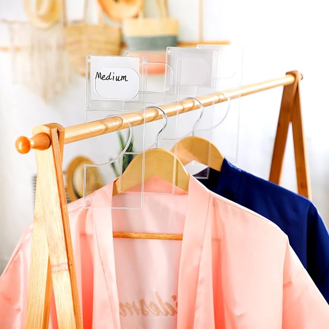 Kathfly 10 Pack Clothing Rack Size Dividers Plastic Closet Dividers for Hanging Clothes Transparent Rectangle Clothes Rack Size Label Hangers for Department Wardrobe Stores Organization