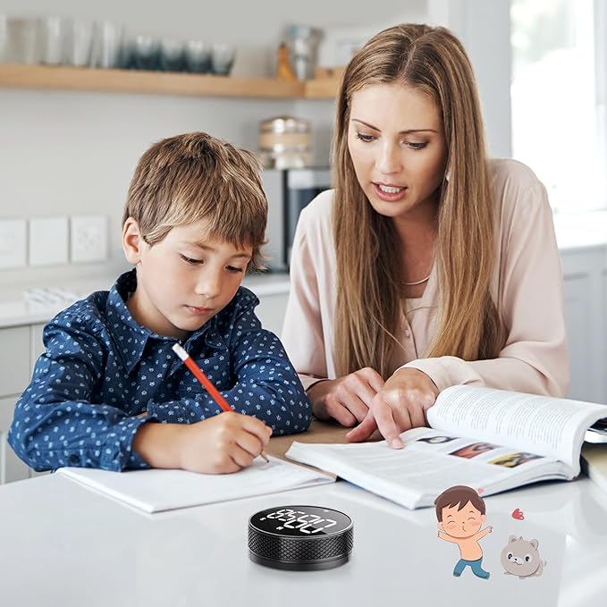 BlueSnail Kitchen Timer with LED Digital Display Smart Efficana for Home Classroom Gym Office, Volume and Brightness Adjustable Productivity Timer (All Black)