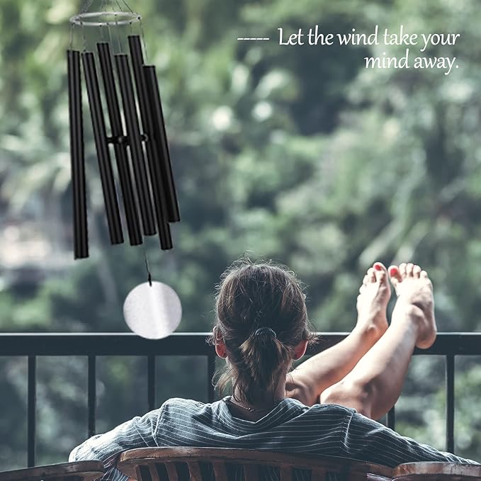 Wind Chimes Large Outdoors Clearance Deep Tone, 45" Sympathy Wind Chimes in Loving Memory of Someone, Memorial Wind Chimes Gifts for Mother's Day, Metal Wind Chimes Outdoors Garden / Yard Décor(Black)