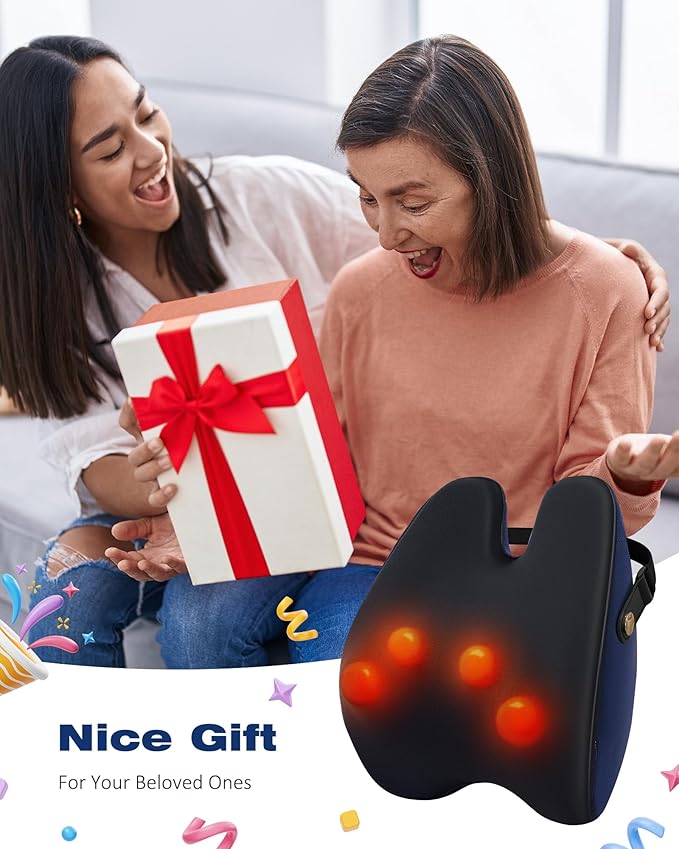 Shiatsu Neck and Back Massager with Heat, Neck and Shoulder Massagers, Deep Tissue Kneading Massage Pillow for Lower Back, Shoulder, Leg Muscle Pain Relief, Relax Gift for Woman Man