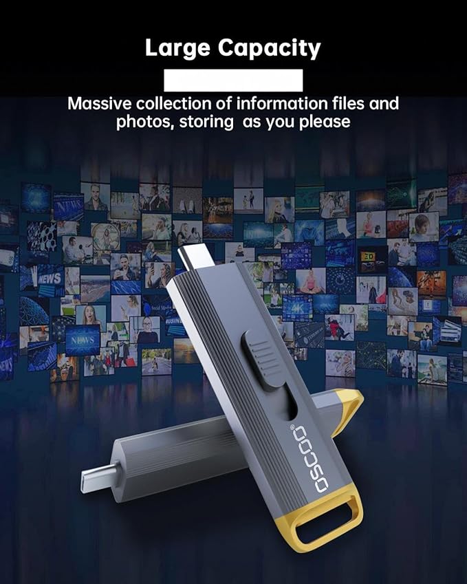 512GB Portable SSD, Up to 2100MB/s, USB 3.2 Gen 2 External Solid State Drive, Dual USB-C & USB-A Adapter, Retractable Design, Compatible with iPhone 15/16/17, Android, Mac & Windows