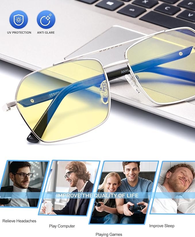 ANYLUV Blue Light Glasses Men/Women, Blue Light Blocking Glasses, Computer Screen Blocker Eyes Protection Glasses