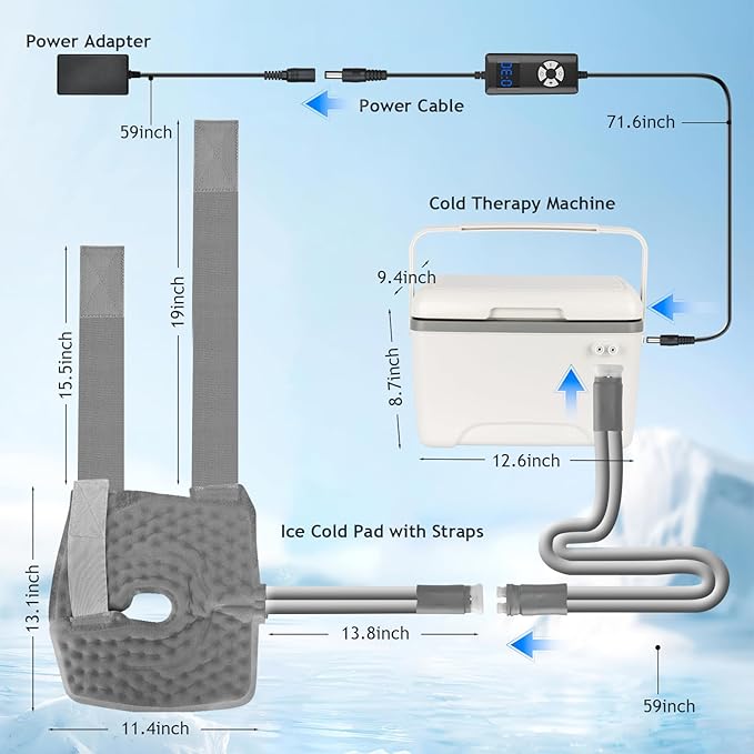 Ice Machine for Knee After Surgery, Ice Therapy Machine with Leak-Proof Design, Timer, 5-Level Flow, Adjustable Knee Pad, Cold Therapy Machine for Knee Post-Surgery Recovery Pain Relief