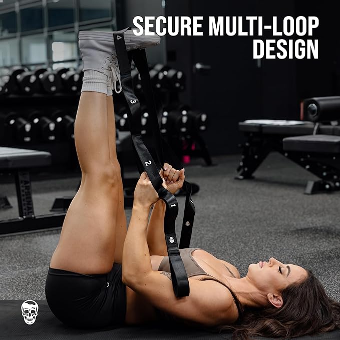 Gymreapers Stretching Strap for Physical Therapy Non-Elastic Stretch Band 10 Loop Neoprene Stretch Strap for Yoga Pilates Exercise Men & Women