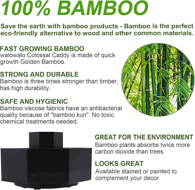 walowalo Bamboo Rotating Art Supply Organizer Holds 800+ Pencils Spinning Crayon Marker Pen Holder for Desk Brush Storage for Office School Classroom Organization Stationary Black (Larger Version)