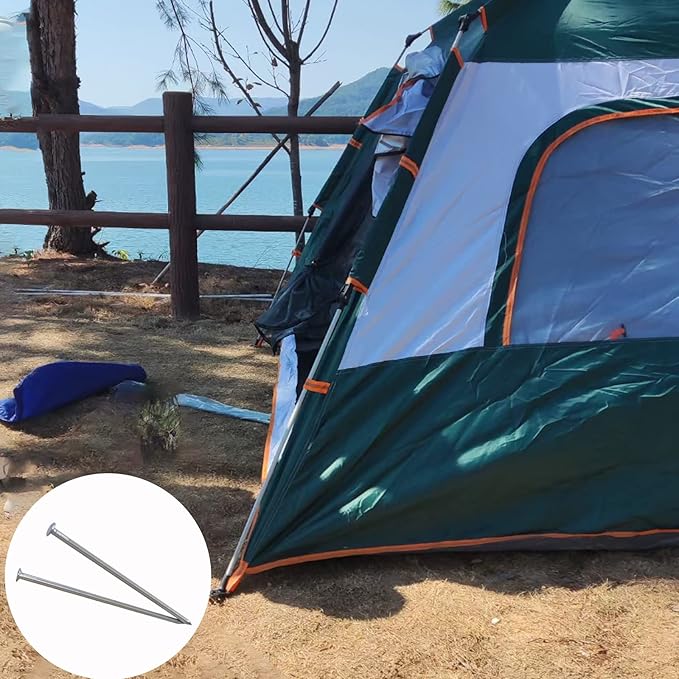 Metal Stakes, 8 Inch 50Pcs Galvanized Landscape Spikes,Garden Nails for Turf,Weed Barriers,Tent and More (50)