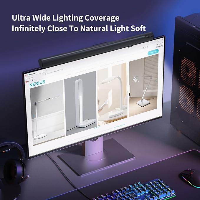 Monitor Light Bar, Adjustable Brightness and Color Temperature, Glare-Free, Low Blue Light,Anti-Glare Design for Office, Home, and Gaming