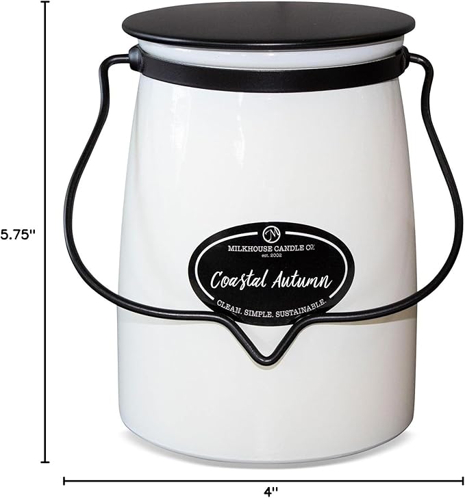 Milkhouse Candle Company - Coastal Autumn - Creamery Collection - 22oz Single Cotton Wick Soy Candles with Beeswax - Long Burn Time, Made in The USA - Non Toxic, Premium Scented Candles
